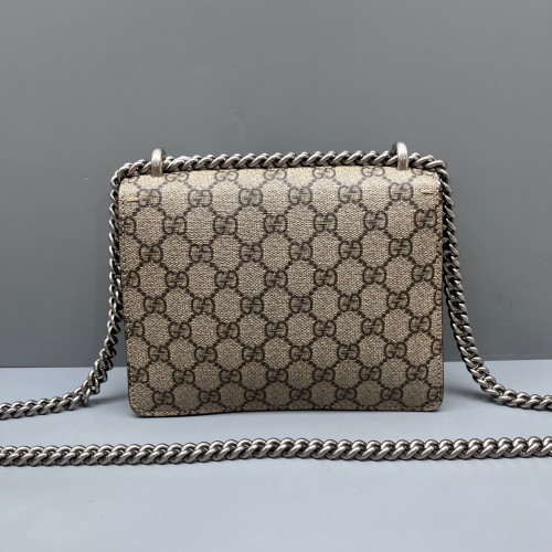 Gucci Small Dionysus GG Supreme Monogram Suede Camel Beige