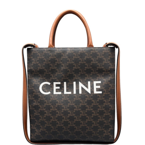Celine Small Vertical Cabas Triomphe Calfskin Brown Dark Brown Light Brown