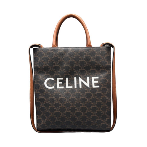 Celine Small Vertical Cabas Triomphe Calfskin Brown Dark Brown Light Brown