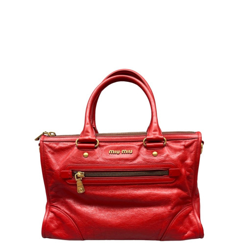 Miu Miu Two-Way Bag Pull Up Leather Red