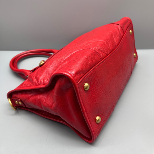 Miu Miu Two-Way Bag Pull Up Leather Red