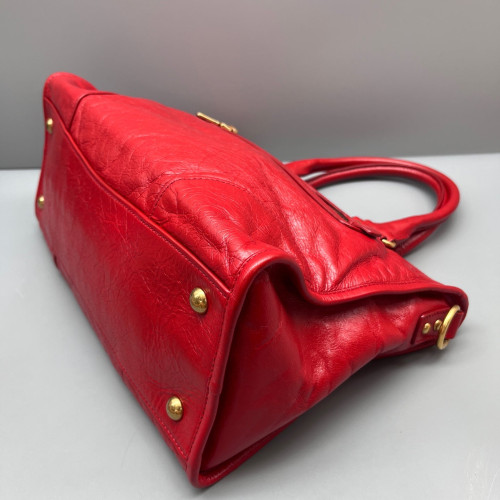 Miu Miu Two-Way Bag Pull Up Leather Red