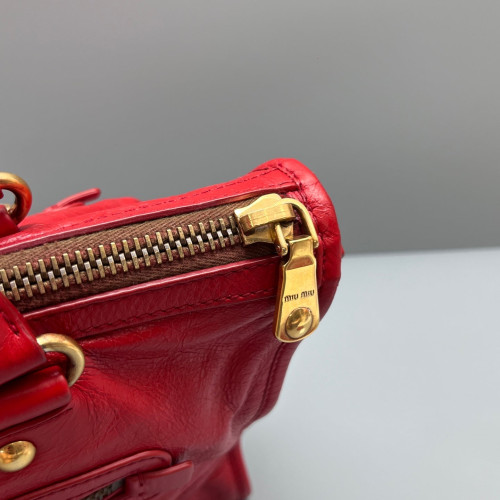 Miu Miu Two-Way Bag Pull Up Leather Red