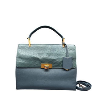 Balenciaga Two-Way Bag Ostrich Calfskin Light Blue