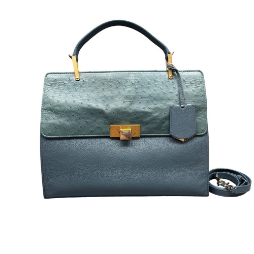 Balenciaga Two-Way Bag Ostrich Calfskin Light Blue
