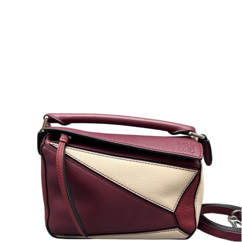 Loewe Mini Puzzle Calfskin Burgundy Beige