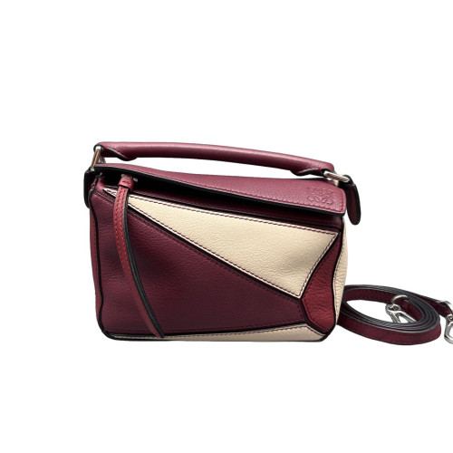 Loewe Mini Puzzle Calfskin Burgundy Beige