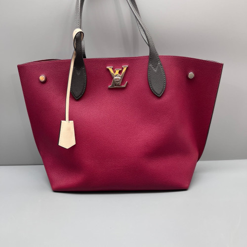 Louis Vuitton Lockme Go Tote Grained Calfskin Burgundy