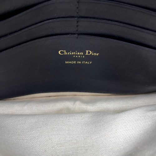 Dior Medium Saddle Chain Pouch Oblique Black Beige