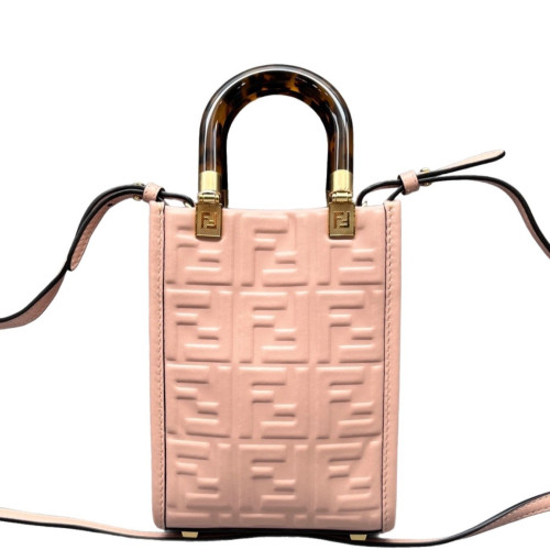 Fendi Mini Sunshine Shopper Tote Embossed FF Pink