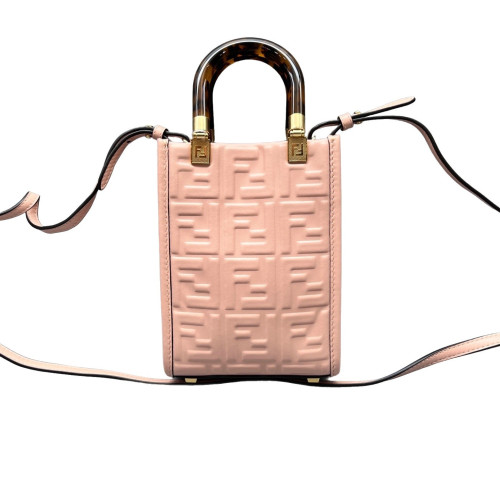 Fendi Mini Sunshine Shopper Tote Embossed FF Pink