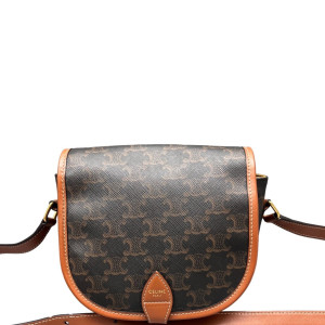 Celine Small Folco Bag Triomphe Brown Black Celine Small Folco Bag Triomphe Brown Black