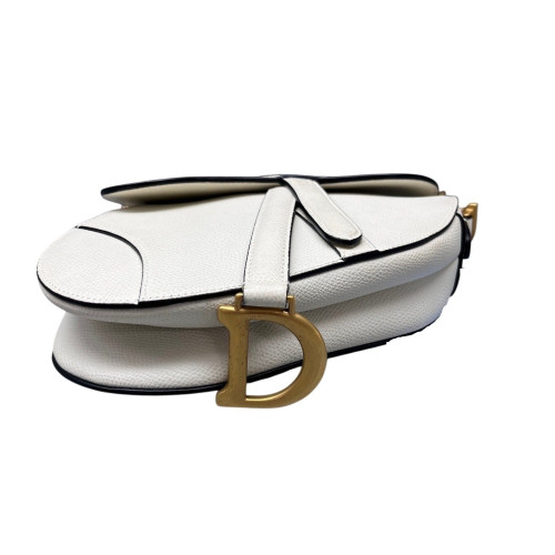 Dior Small Saddle Bag Grained Calfskin White