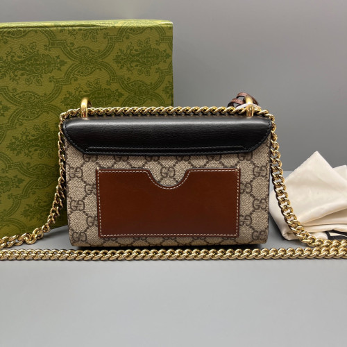 Gucci Small Padlock Shoulder Bag GG Supreme Monogram Black Brown