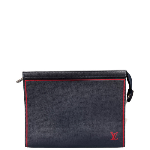 Louis Vuitton Pochette Voyage MM Calfskin Blue Red
