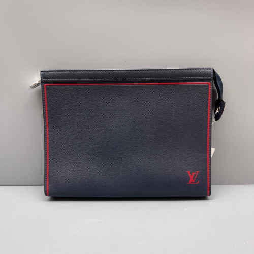 Louis Vuitton Pochette Voyage MM Calfskin Blue Red