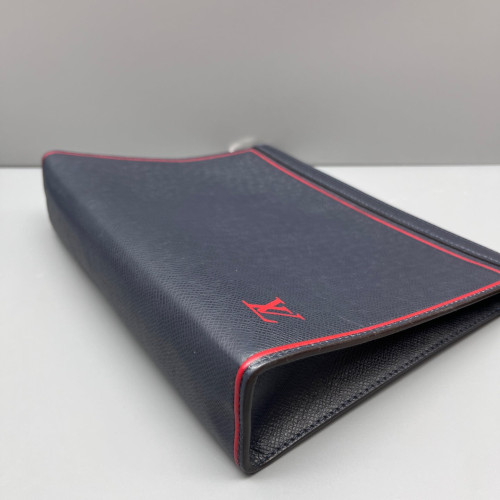 Louis Vuitton Pochette Voyage MM Calfskin Blue Red