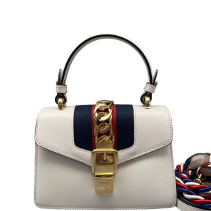 Gucci Mini Sylvie Shoulder Bag Calfskin White