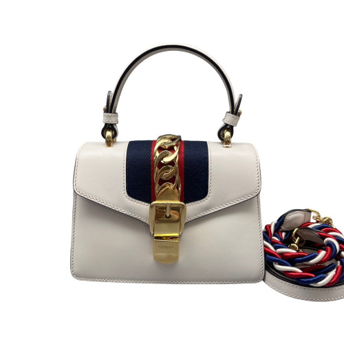Gucci Mini Sylvie Shoulder Bag Calfskin White