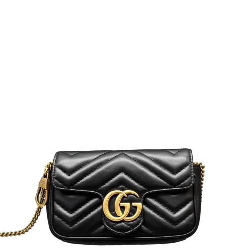Gucci Matelasse Super Mini GG Marmont Calfskin Black