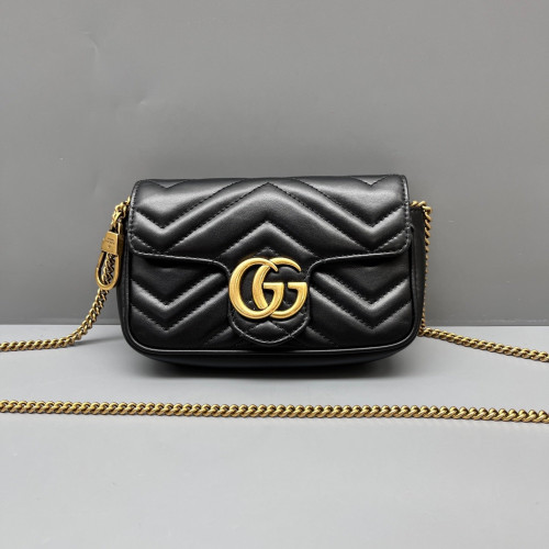 Gucci Matelasse Super Mini GG Marmont Calfskin Black