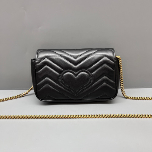 Gucci Matelasse Super Mini GG Marmont Calfskin Black