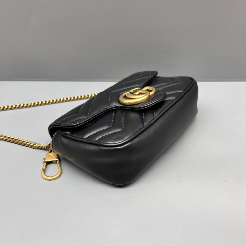 Gucci Matelasse Super Mini GG Marmont Calfskin Black