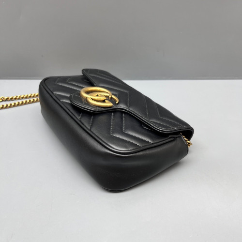 Gucci Matelasse Super Mini GG Marmont Calfskin Black