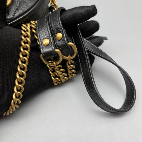 Gucci Matelasse GG Marmont Round Mini Bag Calfskin Black