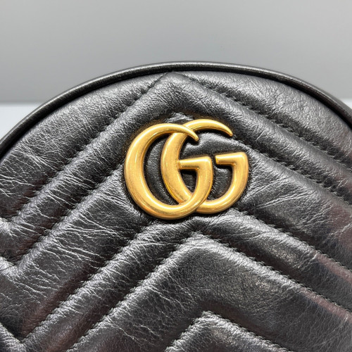 Gucci Matelasse GG Marmont Round Mini Bag Calfskin Black