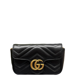 Gucci Mini GG Marmont Chain Wallet Calfskin Black