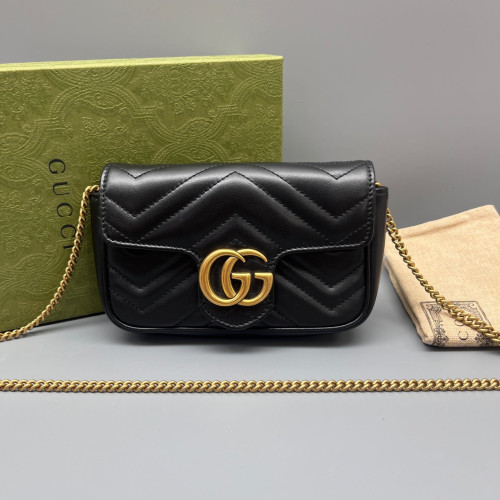 Gucci Mini GG Marmont Chain Wallet Calfskin Black