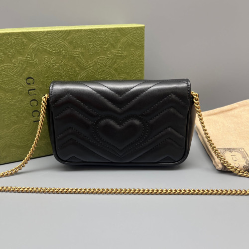 Gucci Mini GG Marmont Chain Wallet Calfskin Black