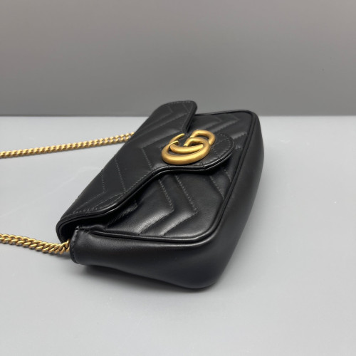 Gucci Mini GG Marmont Chain Wallet Calfskin Black