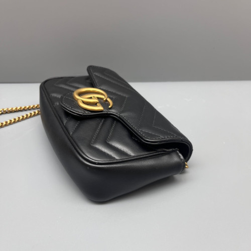 Gucci Mini GG Marmont Chain Wallet Calfskin Black
