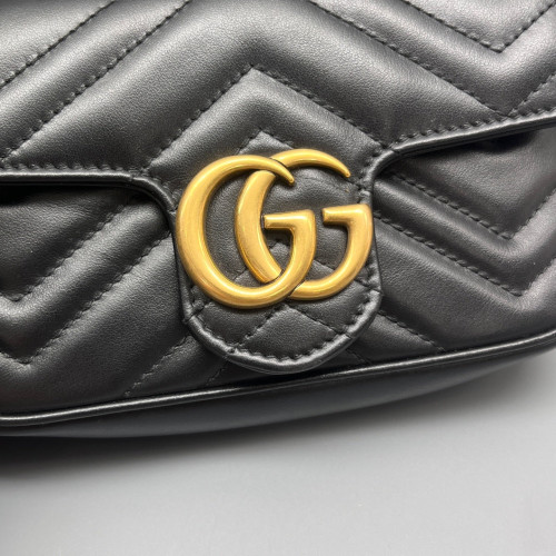 Gucci Mini GG Marmont Chain Wallet Calfskin Black