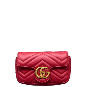Gucci Matelasse Super Mini GG Marmont Calfskin Red