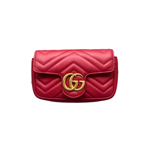 Gucci Matelasse Super Mini GG Marmont Calfskin Red