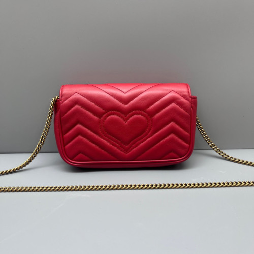 Gucci Matelasse Super Mini GG Marmont Calfskin Red