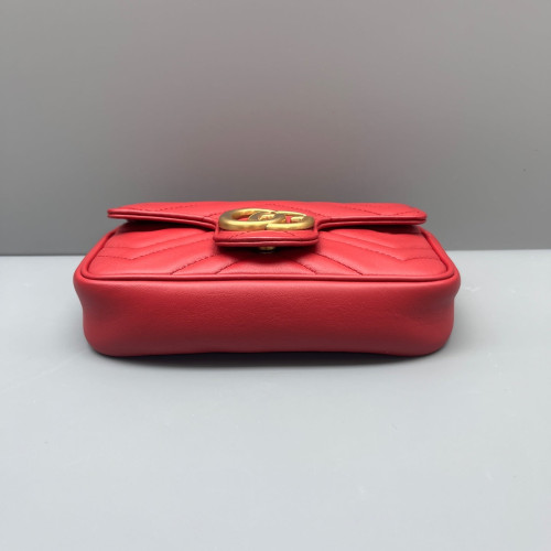 Gucci Matelasse Super Mini GG Marmont Calfskin Red
