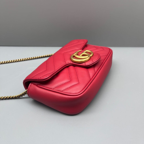 Gucci Matelasse Super Mini GG Marmont Calfskin Red
