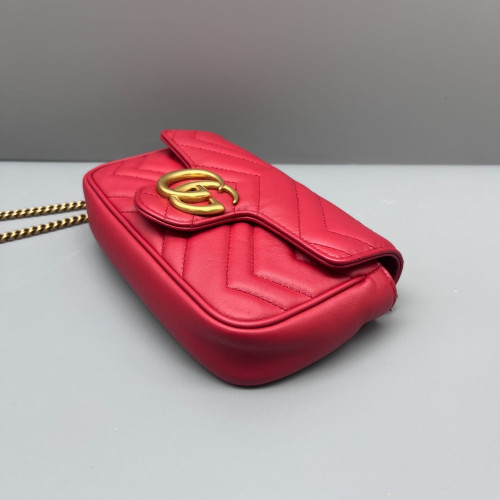Gucci Matelasse Super Mini GG Marmont Calfskin Red