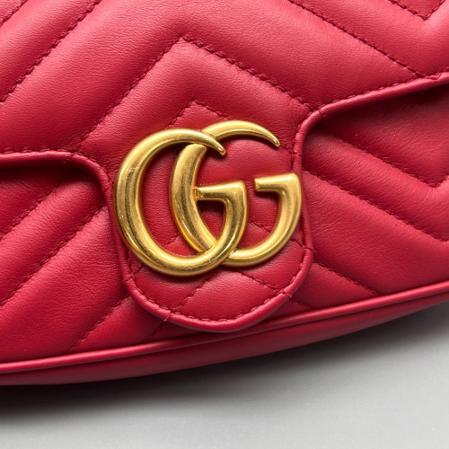 Gucci Matelasse Super Mini GG Marmont Calfskin Red