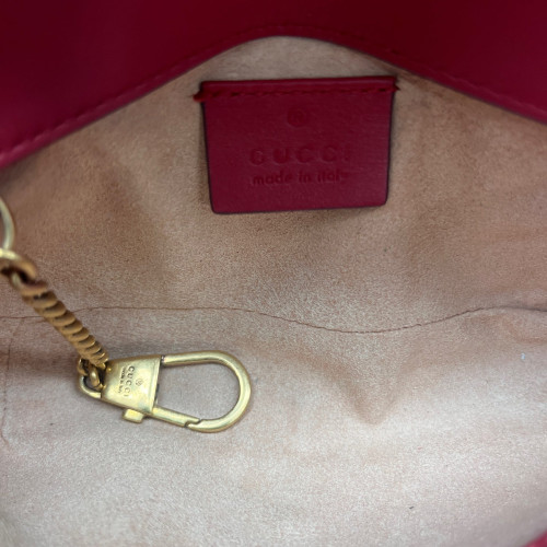 Gucci Matelasse Super Mini GG Marmont Calfskin Red