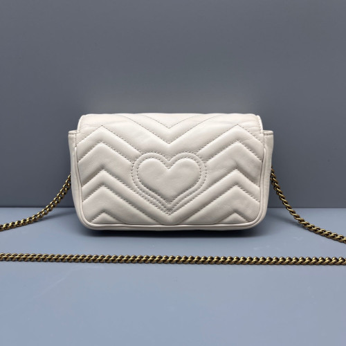 Gucci Matelasse Super Mini GG Marmont Calfskin White