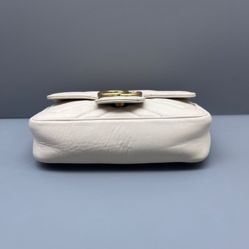 Gucci Matelasse Super Mini GG Marmont Calfskin White