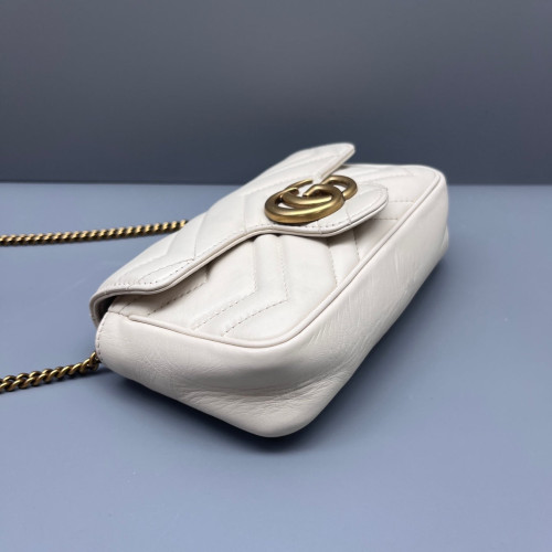 Gucci Matelasse Super Mini GG Marmont Calfskin White