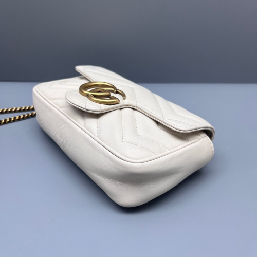 Gucci Matelasse Super Mini GG Marmont Calfskin White