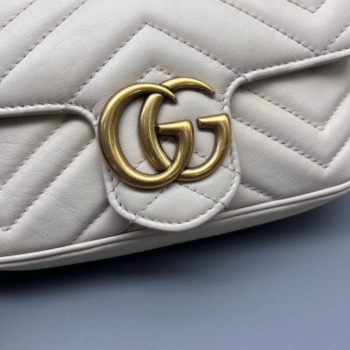 Gucci Matelasse Super Mini GG Marmont Calfskin White
