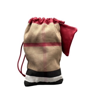 Burberry Backpack Calfskin Mega Check Beige Red Black